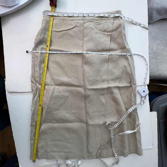 Eileen Fischer Tan 100% Linen A-Line Faux Wrap Midi Skirt Sz S - Picture 11 of 12